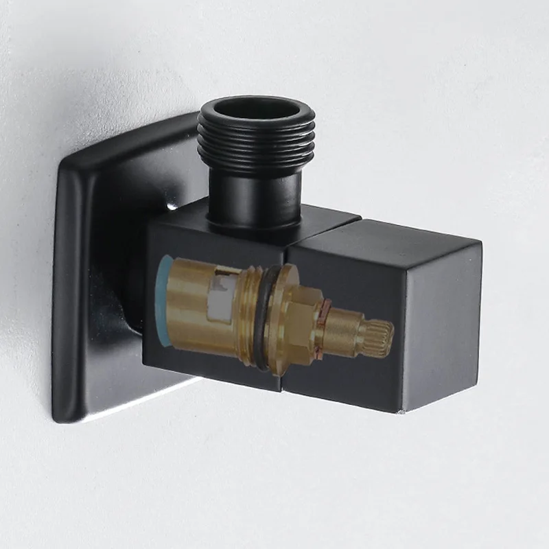 Solid Brass Made Chrome Color Black Color Triangle valve bathroom accessory 1/2*1/2 Suqare Toilet Angle Valve images - 6