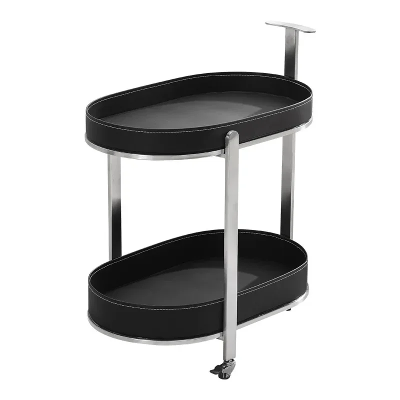 Creative Sofa Side Table with Storage, Internet Famous Coffee Table, Movable Leather and Stainless Steel Design, Modern