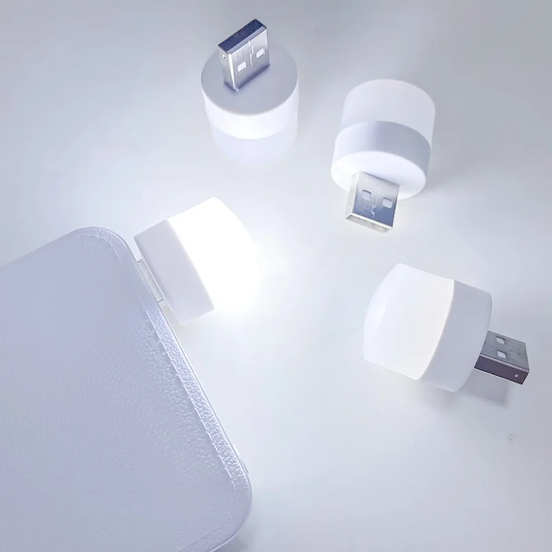 5V USB Plug Lamp Super Bright Eye Protection Book Light Computer Mobile Power Charging USB Small Round LED Night Light 5pcs led light