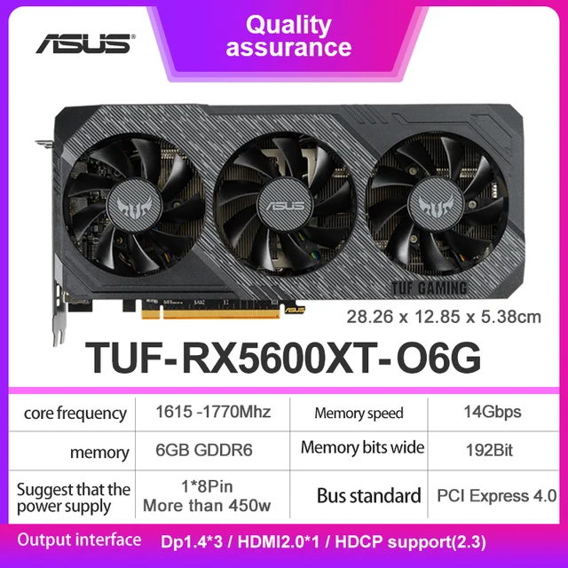 Asus high-end unique AMD TUF RX5600XT-06G game GDDR6 192 bit game desktop computer graphics card PK RTX2060 2