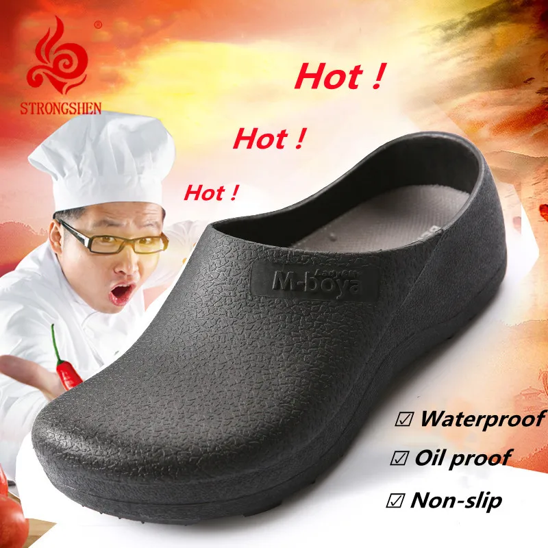 STRONGSHEN Unisex Men's Chef Kitchen Working Shoes EVA  Non-slip Waterproof Oil-proof Mules Clogs Master Hotel Restaurant Slippe