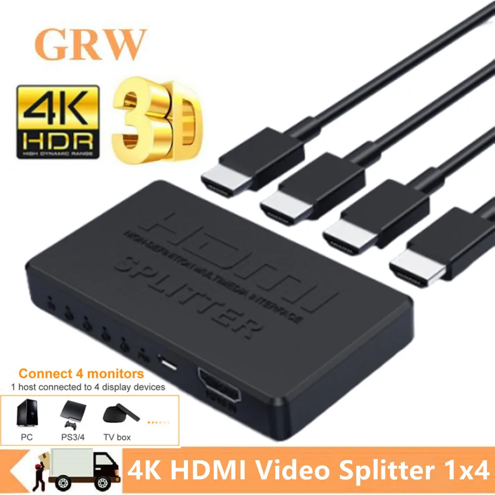 Hdmi-compatível Splitter Vídeo Switcher Adaptador de Cabo 1×4 Hub Ps4 Laptop Monitor tv Box Projetor hd 4k