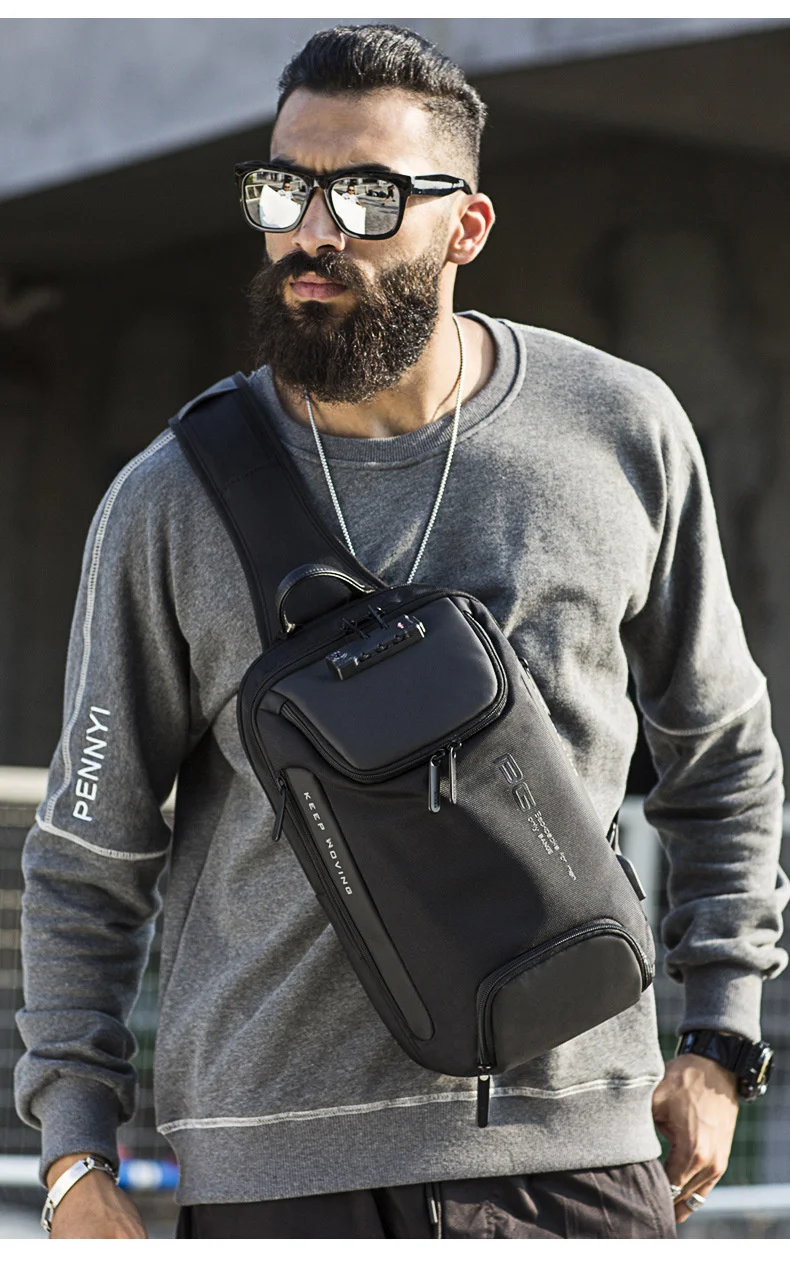 Xiaomi New Fashion Luxury Men's Chest Bag Outdoor Travel Crossbody Bag USB Anti-theft Scratch Resistant Shoulder Sling Bag