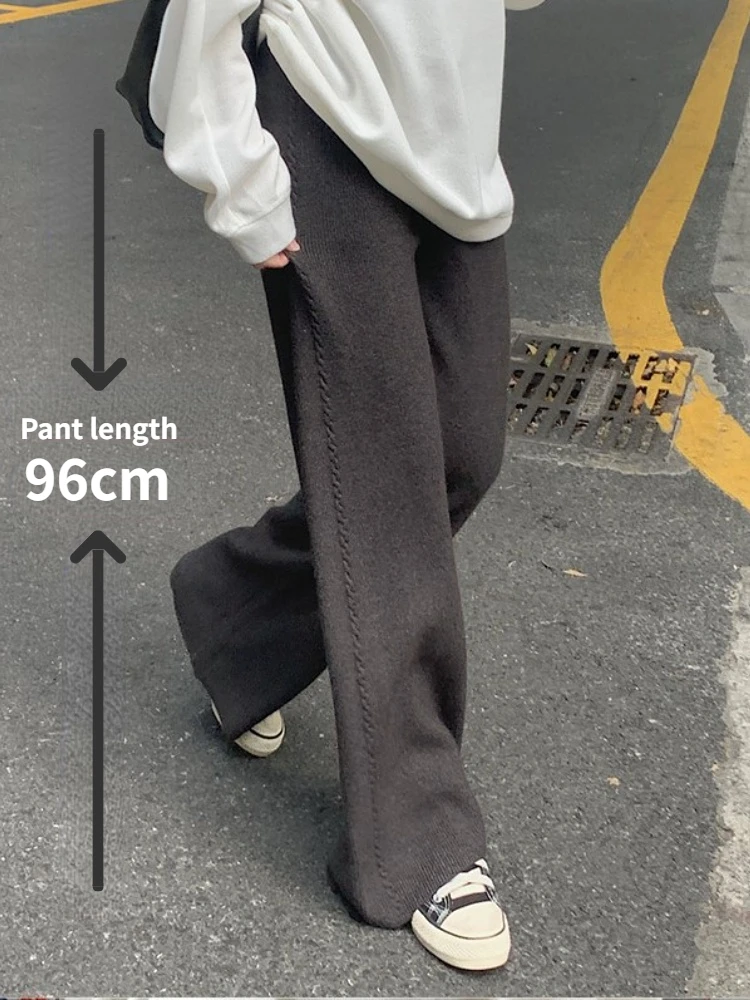 Women Pants Casual Warm Loose Knitted Wide Leg Pants High Waist Soft Waxy  Comfortable Fashion Straight Trousers For Women 2022 - Pants & Capris -  AliExpress