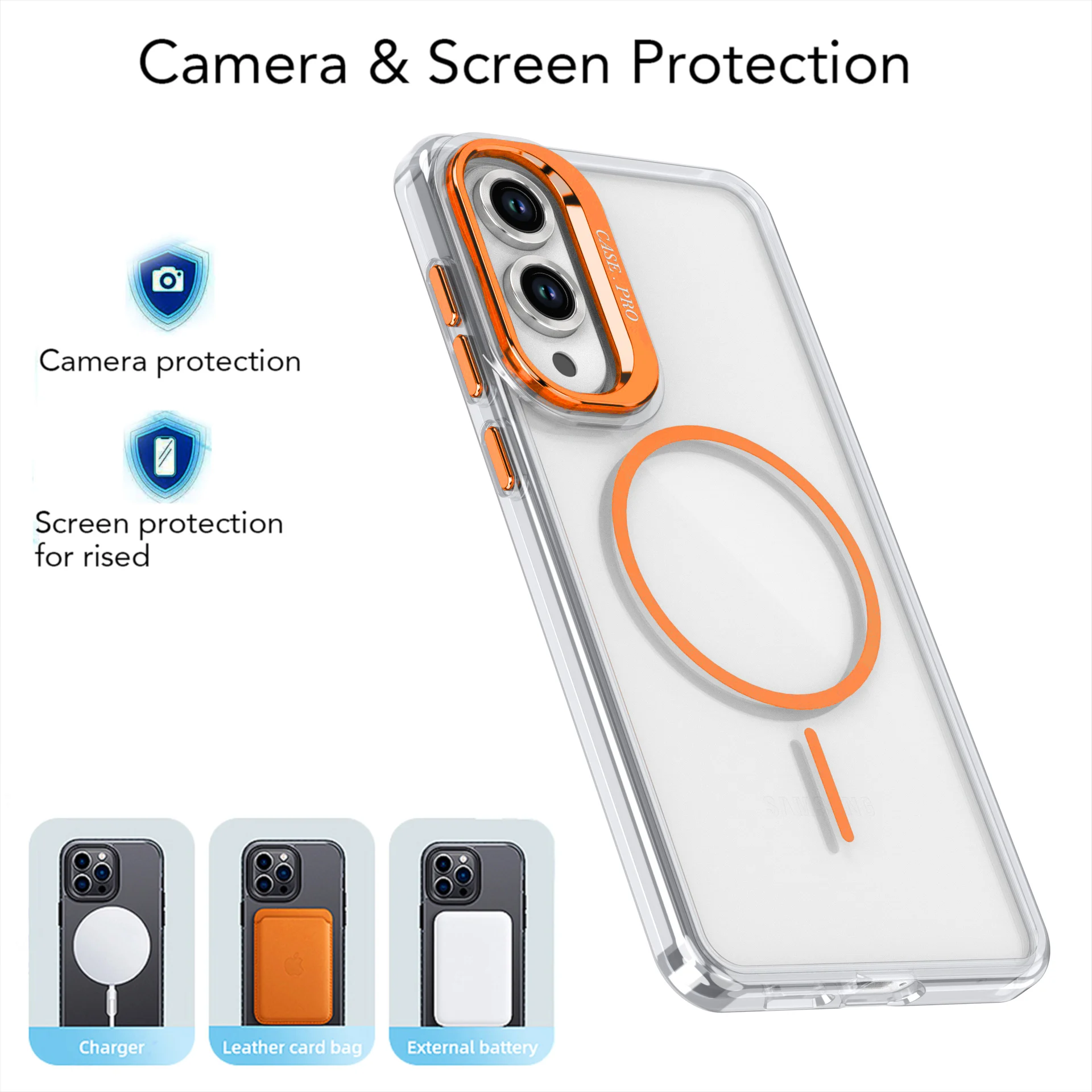 Luxury Clear Magnetic Lens Stand Phone Case with MagSafe Integration