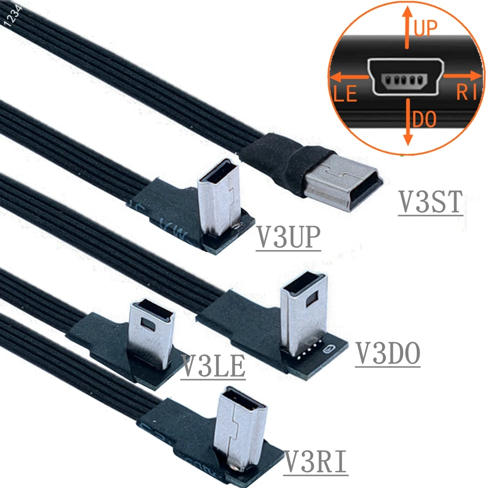 Mini USB B Type 5pin Male UP Down Left Right Angled 90 Degree to USB 2.0 Male Data Cable 5CM-3M 5CM 10CM 20CM 30CM 50CM 1M 2M usb extension cable usb charging cable usb adapter cable usb cable adapter usb micro b cable