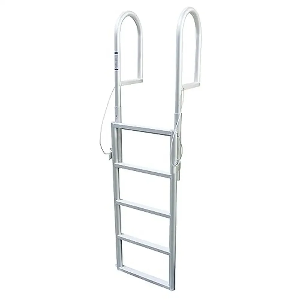 Aluminum Dock Ladder 5-Step Sliding Design Sturdy Construction Easy Assembly