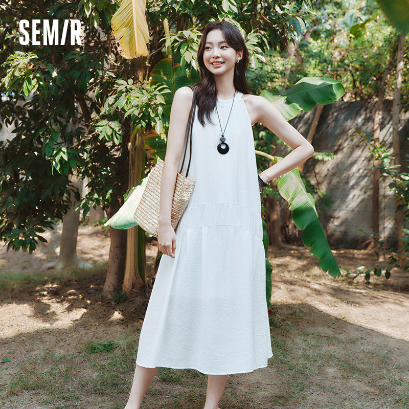Semir Dress Women Beach Vacation Halter Two-Way Long Dress 2025 New Summer Bowknot Design for Stylish and Romantic Outfits