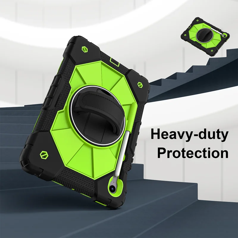 Shockproof Tablet Case with Pen Holder and 360° Rotation Strap