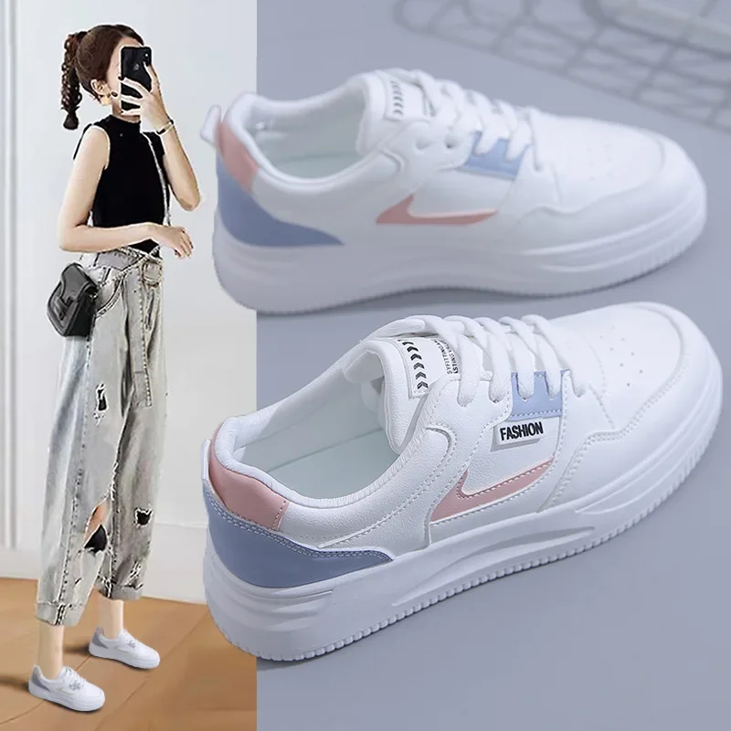 Little White Shoes Women's 2024 New Autumn Women's Korean Edition Versatile Casual Shoes Thick Sole Board Shoes