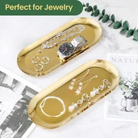 2PACK Stainless Steel Gold Silver Decorative Tray for Bathroom Vanity Jewelry Display, Kitchen Sink Tray for Soap Dispensers 2