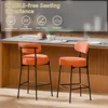 Bar Stools Set of 4,24 Inches Modern Counter Height Bar Stools with Curved Back Metal Legs, Orange Upholstered Boucle Barstools 5