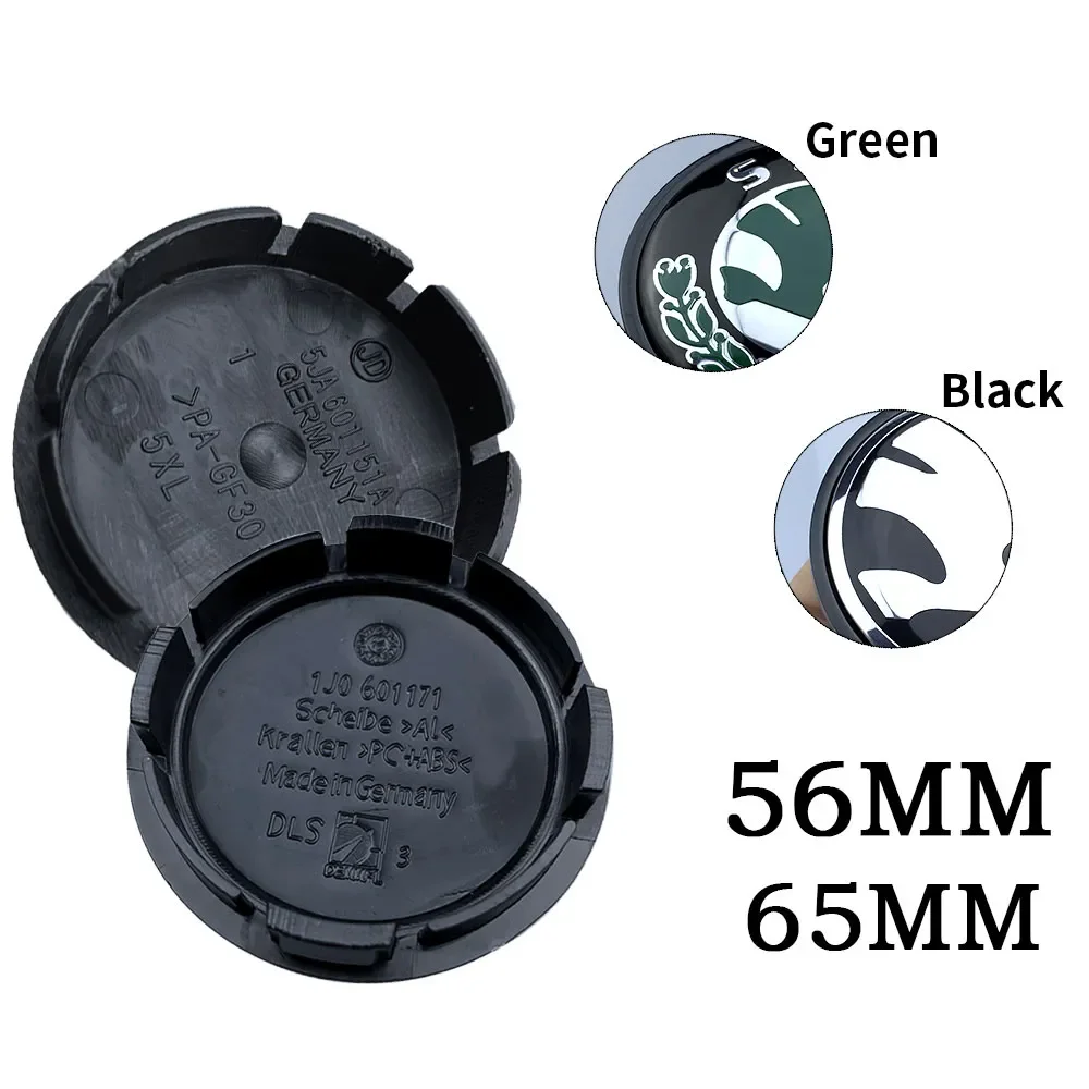 4 Pz/Lotto 56Mm 65Mm Balck Green Car Wheel Hub Center Caps Cover Per Skoda Octavia Fabia Superb Rapid Yeti 1 J0601171 3B7601171