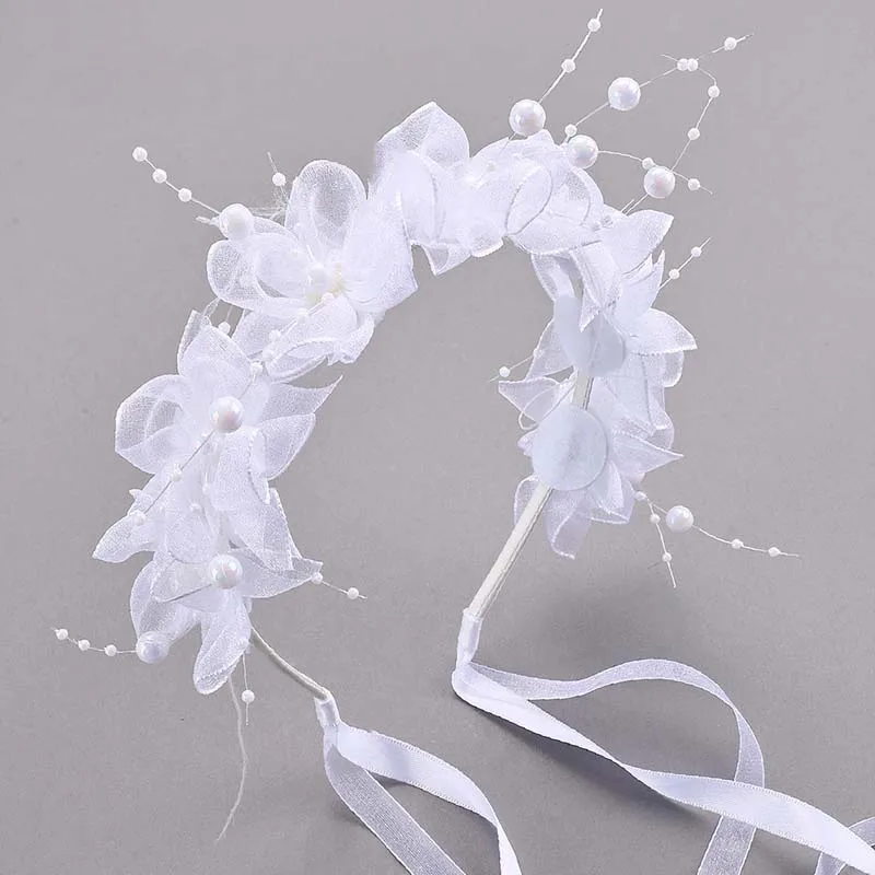 

Oaoleer Bohemia Girls Bridal Pearl Hair Headdress Flower Wreath Bride Garland Head Hoop Headbands Hair Jewelry Children Gifts