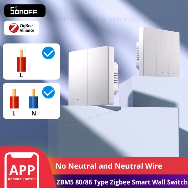 SONOFF ZBM5 80/86 Type Zigbee Smart Wall Switch Supports No Neutral and Neutral Wire Detach Relay Mode Works with Home Assistant