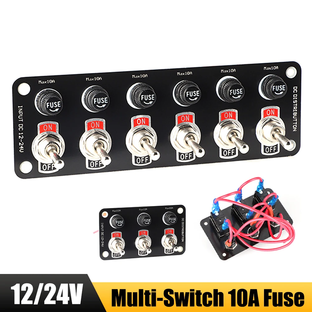 3 Gang/6 Gang Toggle Switch Panel 12V/24V On/Off Rocker Toggle Switch ...