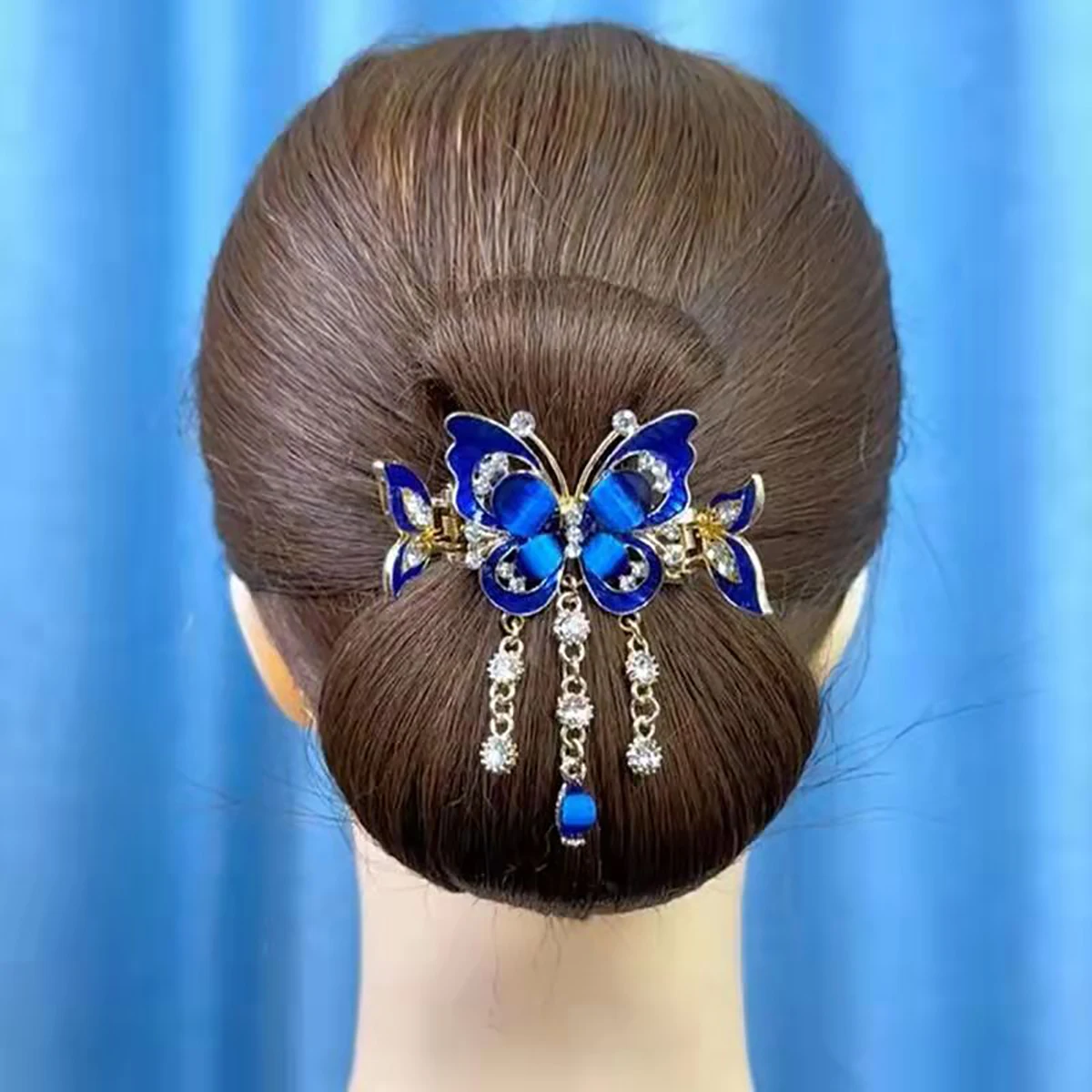 Fashion Elegant Zircon Butterfly Tassel Hairpin Accessories For Women Retro Ethnic Style Small Crab Clip Headwear Jewelry Gift hair accessory,hair clip,hair headdress,jewelry accessories