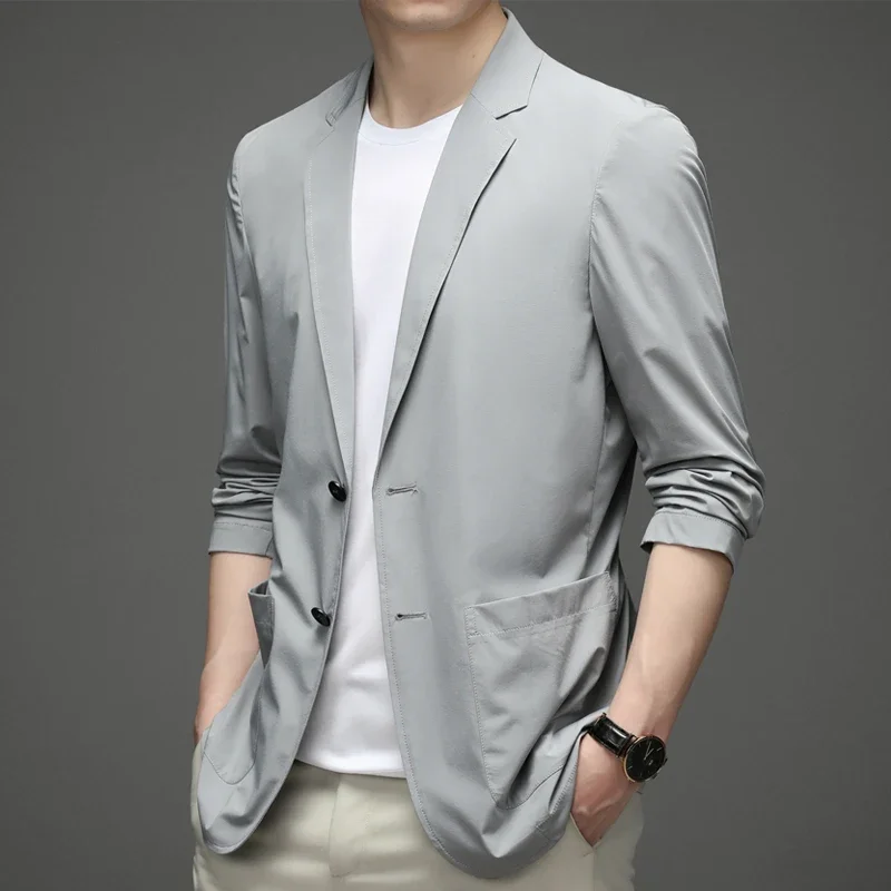 남성용 경량 여름 정장 재킷 - 초박형, 통기성, 고탄성 아이스 실크 자외선 차단, 캐주얼 블레이저