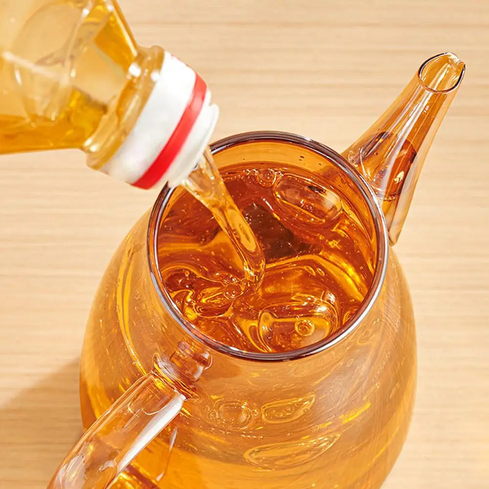 Oil Dispenser 600/800/1000ML Glass + Stainless Steel Kitchen Household Seasoning Bottle Container No Oil Hanging