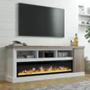 75” Fireplace TV Stand with 60” Electric Fireplace, Chunky Entertainment Center with Wood Grain, Color Clash Entertainment Stand 1