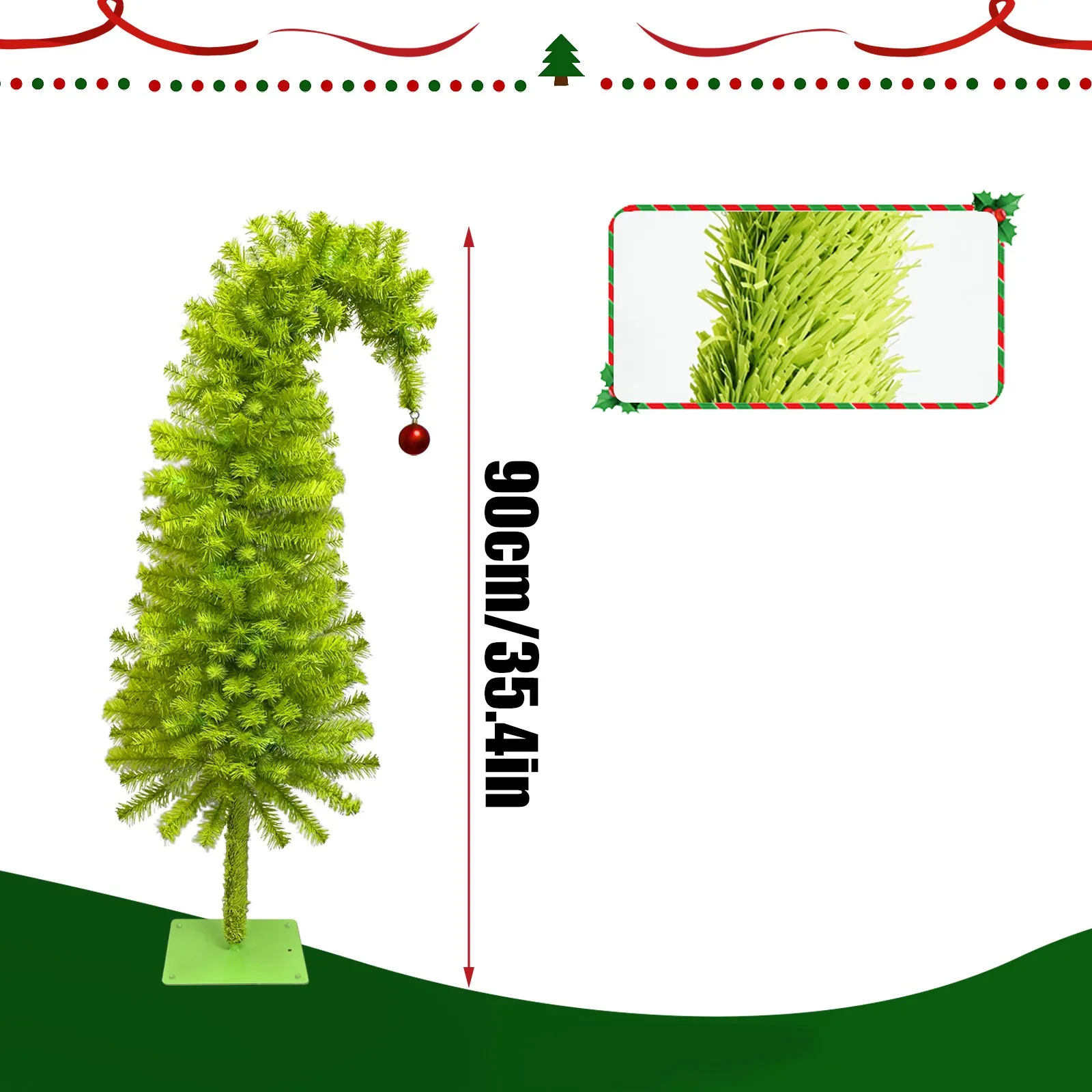 90CM Crooked Head Artificial Christmas Tree Christmas Tree Christmas Party Family Decoration PVC Material Green Crooked Neck 5 90CM Crooked Head Artificial Christmas Tree Christmas Tree Christmas Party Family Decoration PVC Material Green Crooked Neck 5
