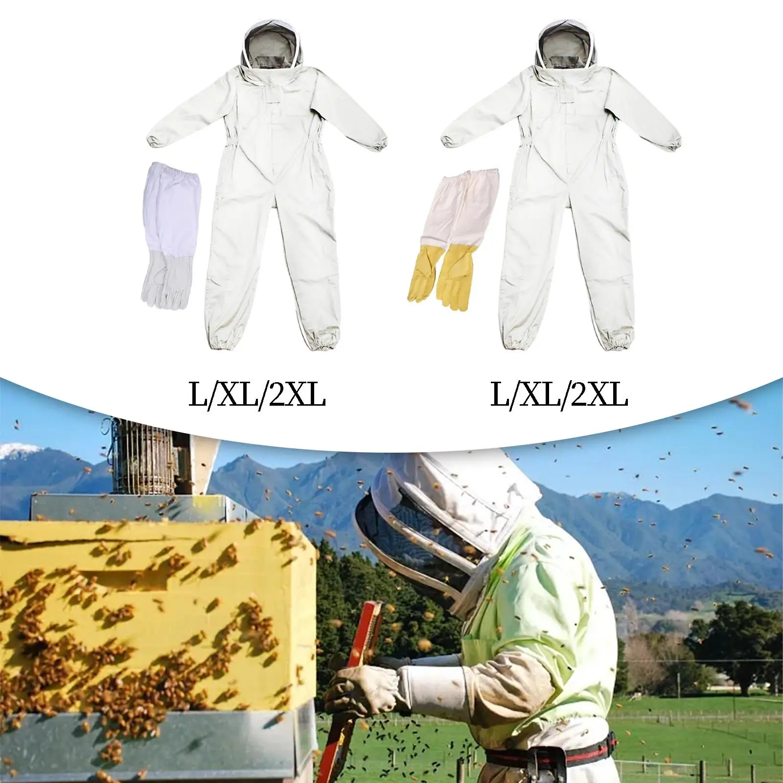 Beekeeping Suit Jumpsuit with Gloves Beekeeper Suit Breathable Beekeeping Jacket for Backyard Outdoor Farm Indoor Farm Visitors