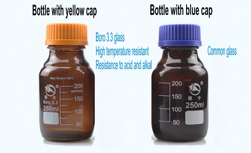 1PC 100ml to 1000ml Lab Brown Screw cap Reagent bottle Amber Sealed bottle Glass Laboratory Sample Bottle