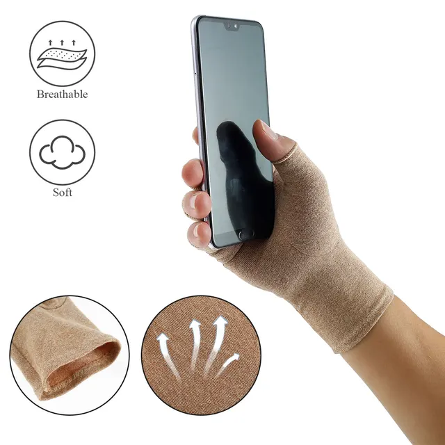 1 Pair Arthritis Gloves Compression Gloves Hand Wrist Support Pain Relief Arthritis Fingerless Glove for Hands Finger Joint 4