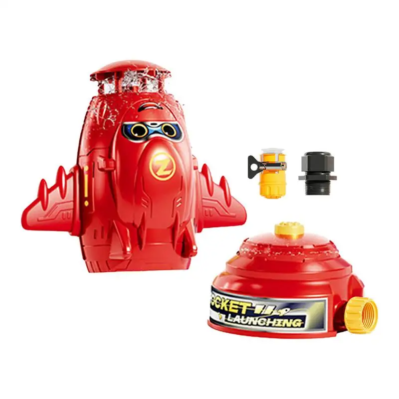 Garden Lawn Toys Cute Yard Outside 360 Rotating Rocket Shape Sprinklers Outdoor Kids Water Toys Games For Backyard Lawn Park