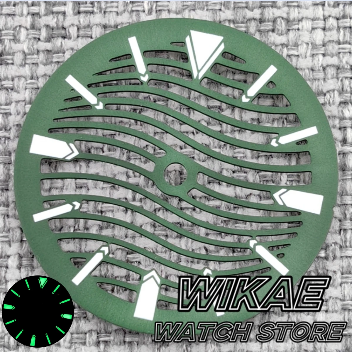Skeleton Wave Design Hollow-Out Watch Dial 29mm with C3 Luminous Feature - Black, Silver, Blue, Green Face