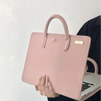 Juste pour ordinateur portable rose en PU avec poignée, étui de protection, sac pour ordinateur portable, Macbook,Lenovo,Xiaomi,Huawei, mode 2