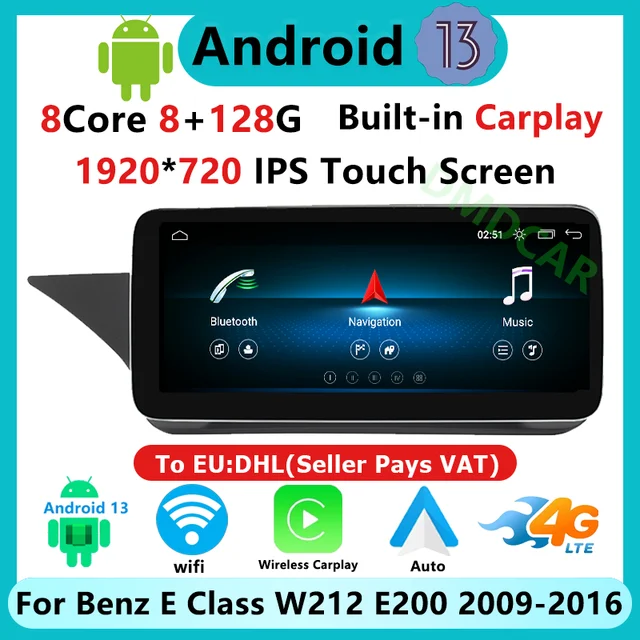 Factory Price 8 Core Android AUTO Apple Carplay For Mercedes Benz E Class W212 Car Video Player Navigation Multimedia Screen