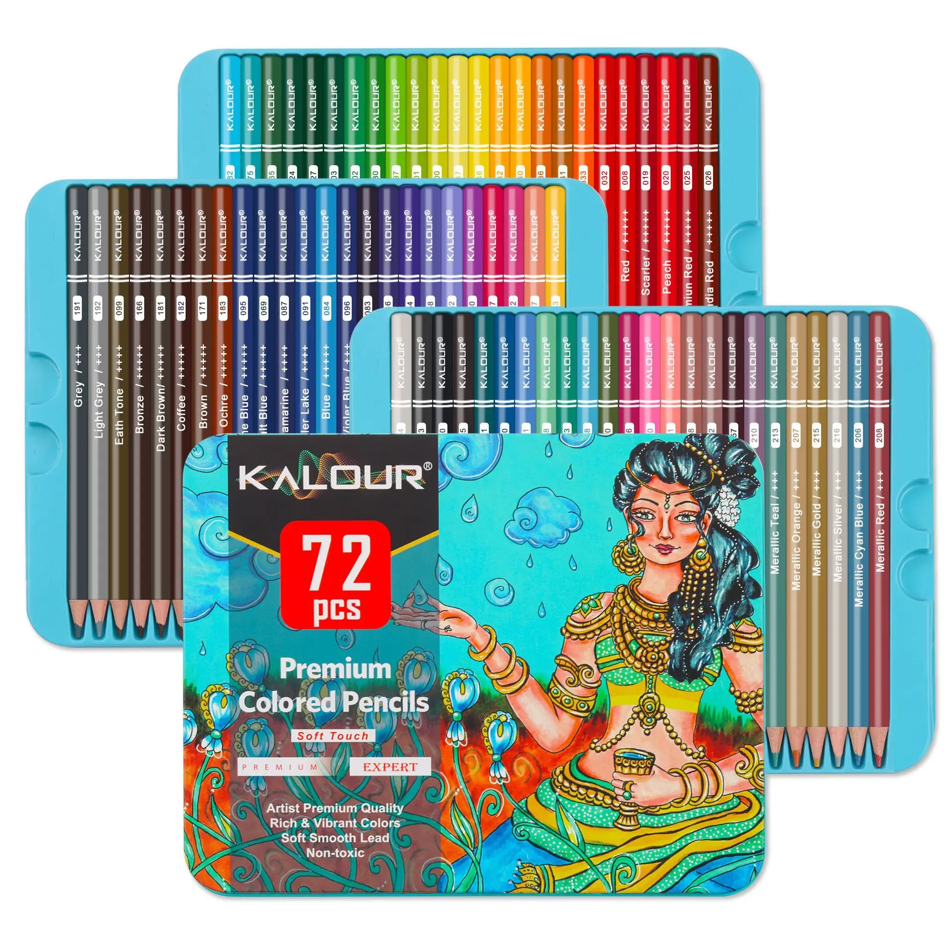 KALOUR Artist's Professional Oil Colored Pencil Set - Premium Coloring and Sketching Art Supplies