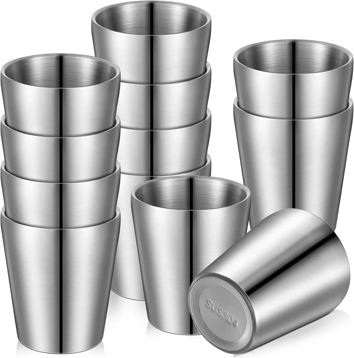 Stainless Steel Cups Double Wall Tumbler Glasses Stackable Insulated Reusable
