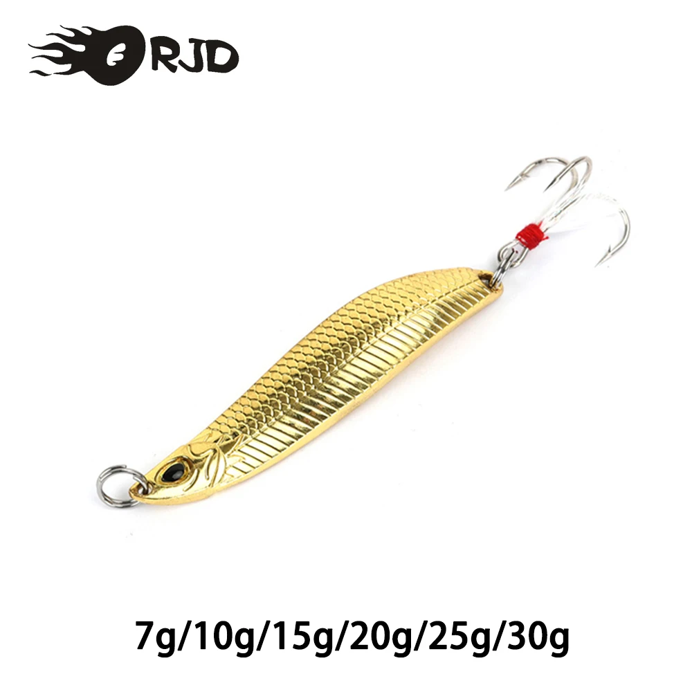Orjd Spoon Lures 7G 10G 15G 20G 25G 30G Fishing Metal Spoon Hard Bait Fishing Wobbler Metal Lures Feather Hook Attrezzatura Da Pesca