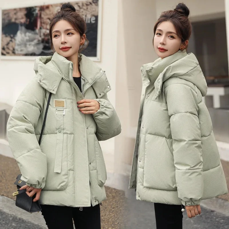 

2023 New Korean Women Short Hooded Parkas Winter Jacket Fashion Down Cotton Coat Ladies Thick Warm Casual Parka Overcoat Tops