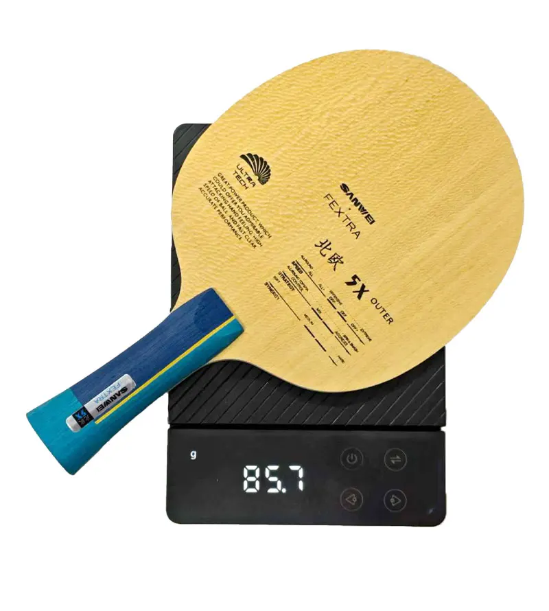 SANWEI FEXTRA 5X Tischtennisschläger, innen und außen, Basaltfaser-Ping-Pong-Klinge, Carbon 5W2C für Fortgeschrittene und Fortgeschrittene Spieler – Detail 5