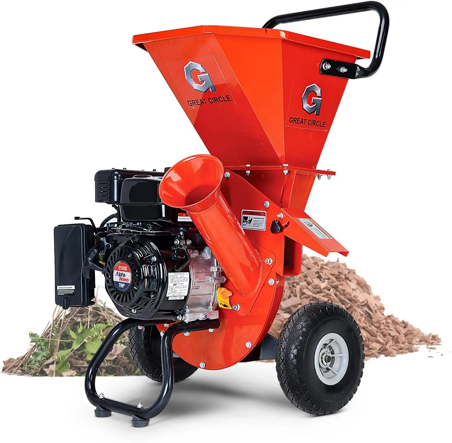 GreatCircleUSA Wood Chipper Shredder Mulcher Heavy Duty Gas Powered 3 in 1 Multi-Function 3" Inch Max Wood Diameter Capacity wood chipper shredder