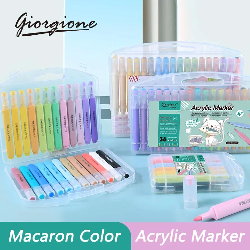 12/24/36/48 Colors Macaron Acrylic Markers Acrylic Painting  Set  Paint for Fabric Canvas Crafts  Stone  Glass Art Supplies kids