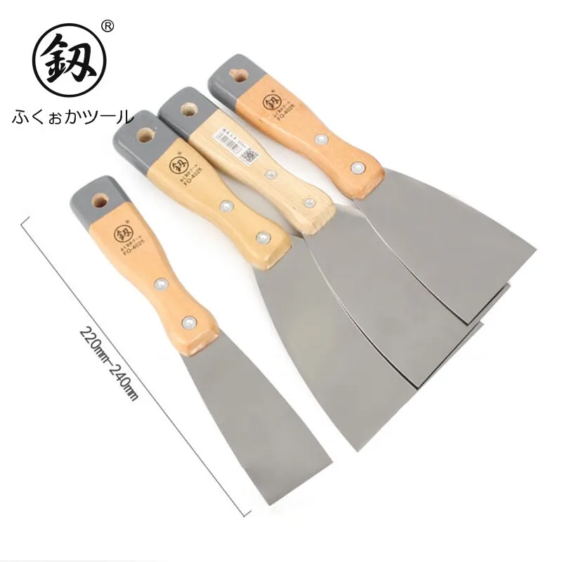 1-6 Inch Stainless Steel Putty Knife Wood Handle Scraper Paint Knife Decoration Wall Scraper Paint Tool 1PCS