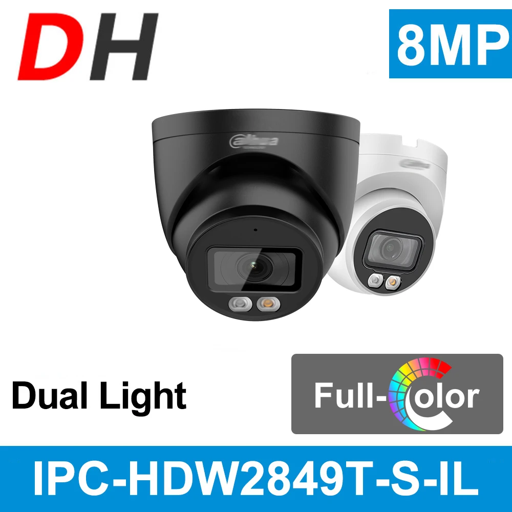 Dahua 8MP IP Camera 4K PoE IPC-HDW2849T-S-IL Mini Dome Built-in Mic IP67 Smart Dual Light Ful-Color IR Surveillance Video IPC video camera