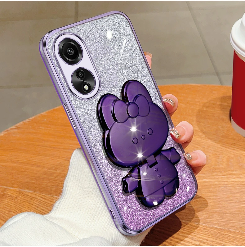 Étui souple avec support de miroir de maquillage, lapin à paillettes, A55, pour Oppo A36, A76, A32, A31, A93, A73, A53, A55, A35, A15, A38A54, A52, A92, 4G, 5G_voghion.com