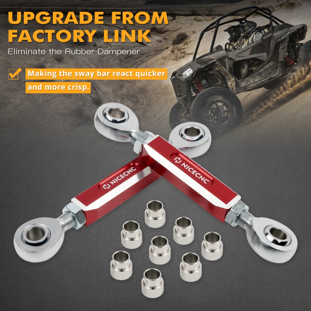 NiceCNC Einstellbare Vordere und Hintere Stabilisator-Verbindungsstangen für Polaris RZR XP4 1000 XP1000 900 4 XP 1000 Stabilisator-Endverbindungen – Detail 3