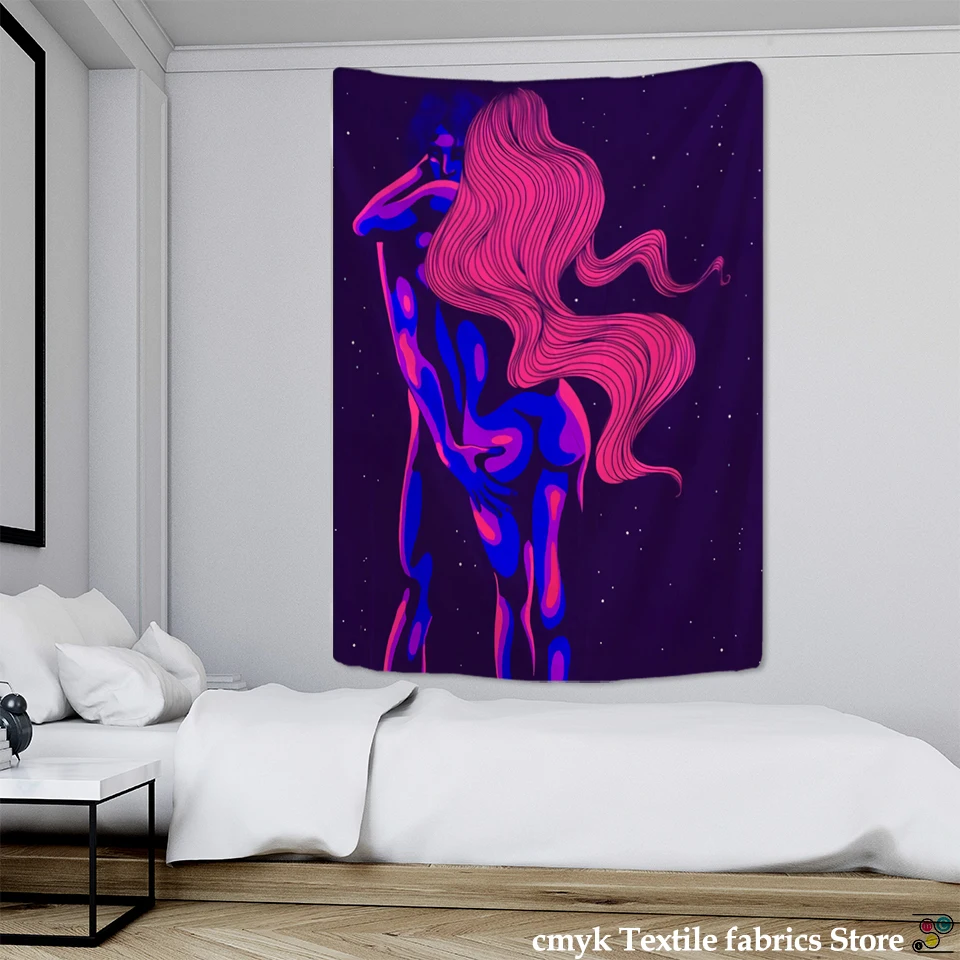 Tapestry Decorations Psychedelic 80's Aesthetic Boho Wall Hanging