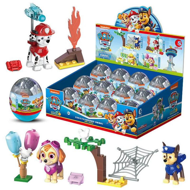 Paw Patrol Toys Egg Block Action Figure Gashapon Puppy Toy Mighty Pup Super Paws Chase Marshall Skye Macerie Anime Rescue Toy Set