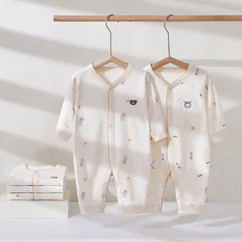 جديد ملابس الخريف الطفل لطيف الكرتون جمبسوت من القطن الخالص للبنين والبنات الذين تتراوح أعمارهم بين 0-18 شهرا بذلة عالية الجودة للفتيات