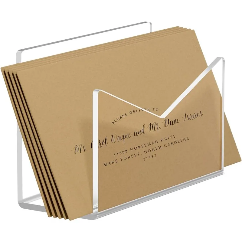

Acrylic Mail Holder Mail Organizer Countertop, Letter Holder for Desk 6x2.5x4 Inches Envelope Holder Mail Sorter Stand