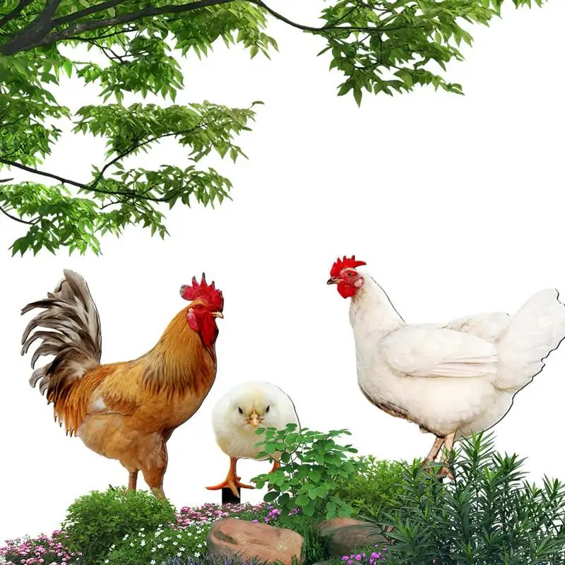 

Chicken Designed Sculpture Oranaments Chicken Acrylic Decoration Statue For Yard And Lawn Garden Decoration Rooster Garden Toys