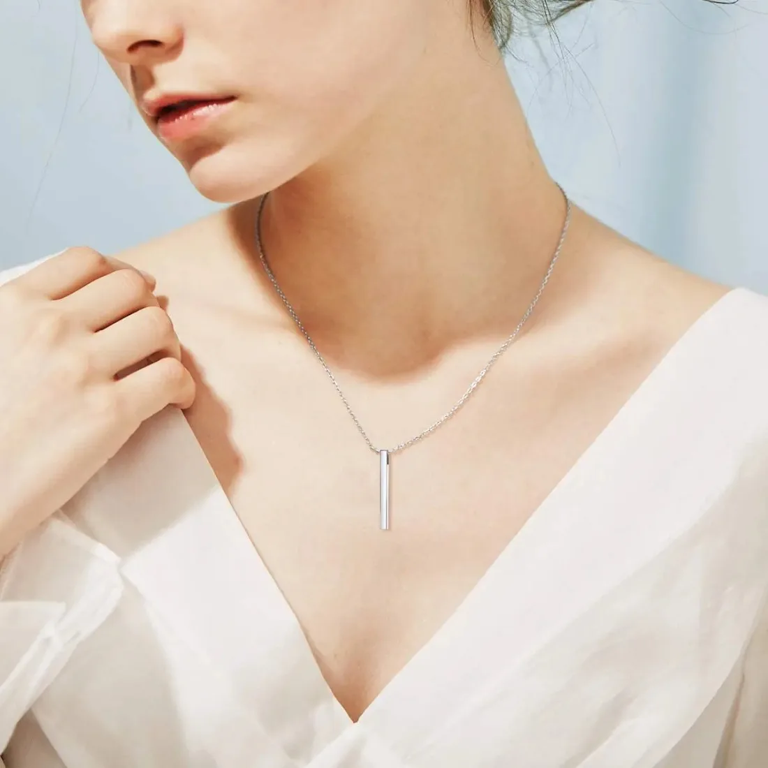 U7 925 Sterling Silver 2/4mm Vertical Bar Pendant Necklaces for Woman Personalized Name Date Coordinates Jewelry for Her pendant necklace silver necklace