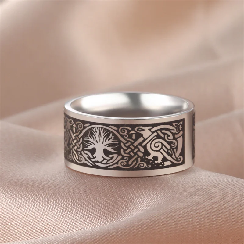 Stainless Steel Ring Punk For Men Women Viking Life of Tree Couple Ring Goth Jewelry Party Birthday Gifts